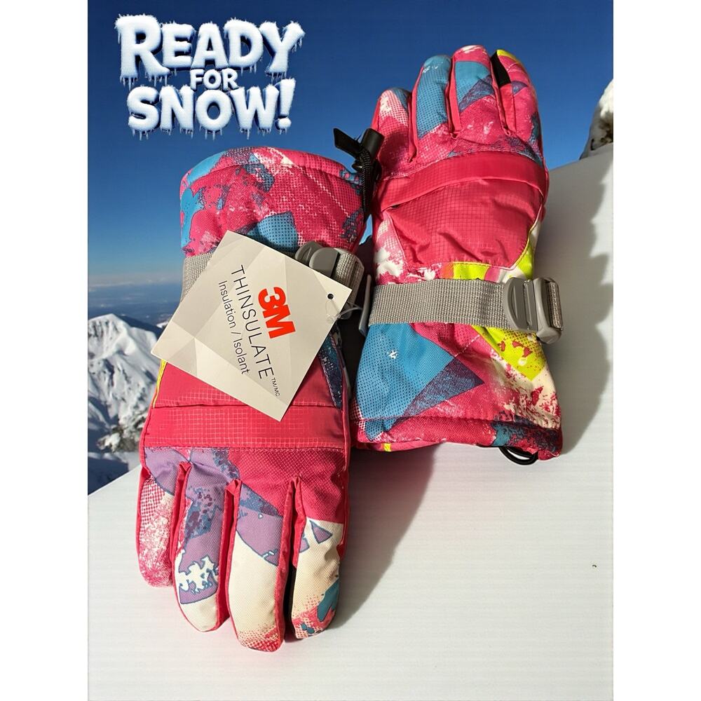 3M Thinsulate Ski Gloves Pastel Warm Waterproof Breathable Snow Girls M